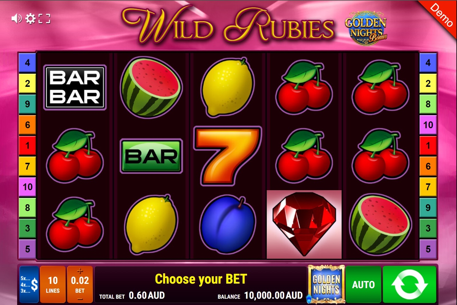 Wild Rubies – Golden Nights Bonus Gameplay Image
